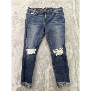 J.J. Joes Jeans Womens Sz 32 Blue The Blondie Mid rise Skinny Ankle Whiskered